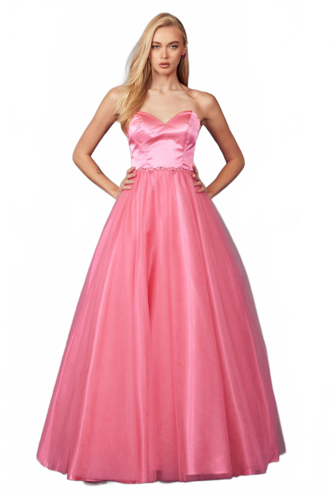 Strapless Tulle Gown with Lace-Up Detail by Juliet 265
