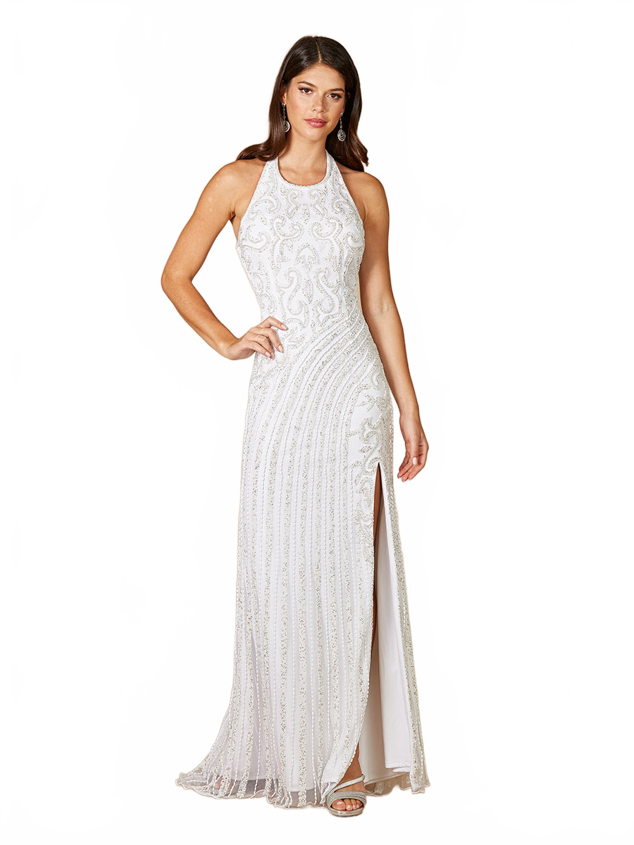 Lara Dawson Beaded Wedding Dress with Halter Neck