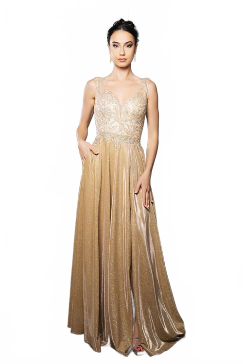 Special Occasion Dress High Slit Plunging V-Neck By May Queen MQ2137