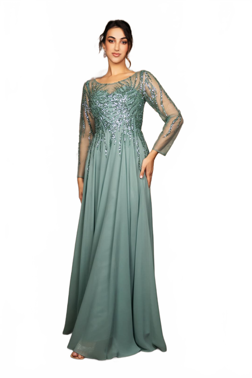 Mother Of The Bride Dress Long Sleeve A-Line Gown By May Queen MQ2161