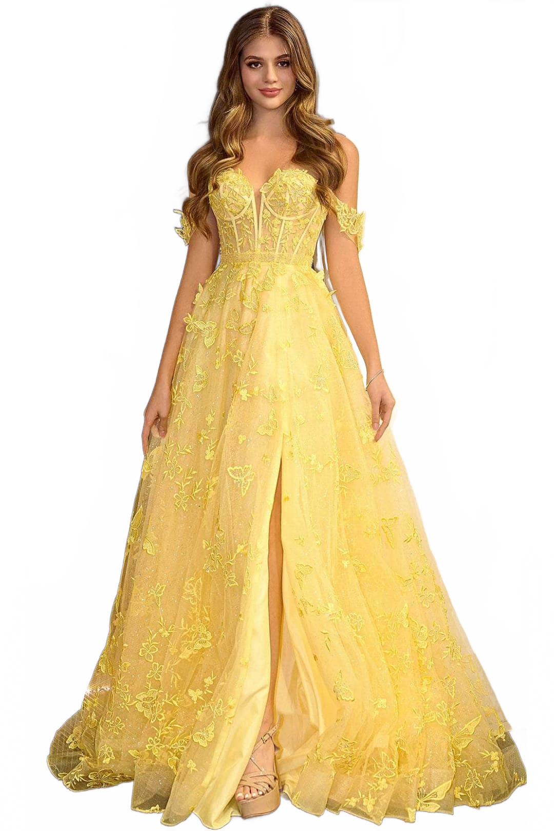 Portia and Scarlett PS24513X -long- Prom Dress with Butterfly Motif