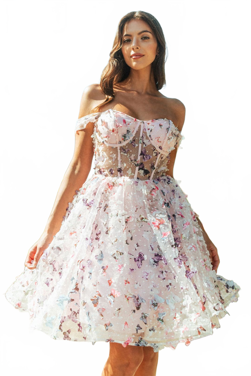 3D Butterfly Off Shoulder Dress by Elizabeth KGS3512