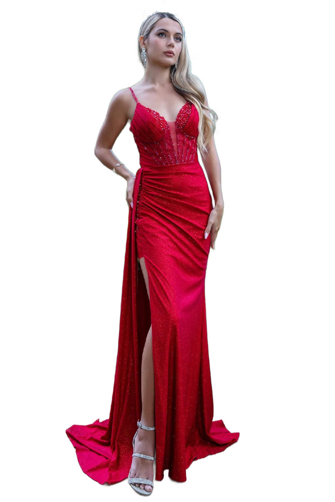 Beaded Sleeveless Slit Gown by GLS Gloria GL3595