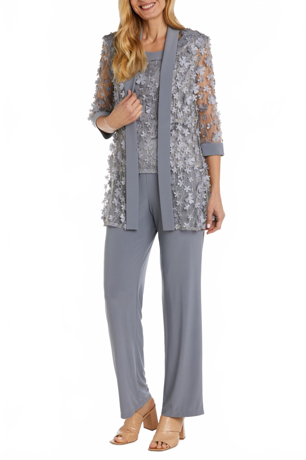 RM Richards 3-Piece Floral Applique Pants Set