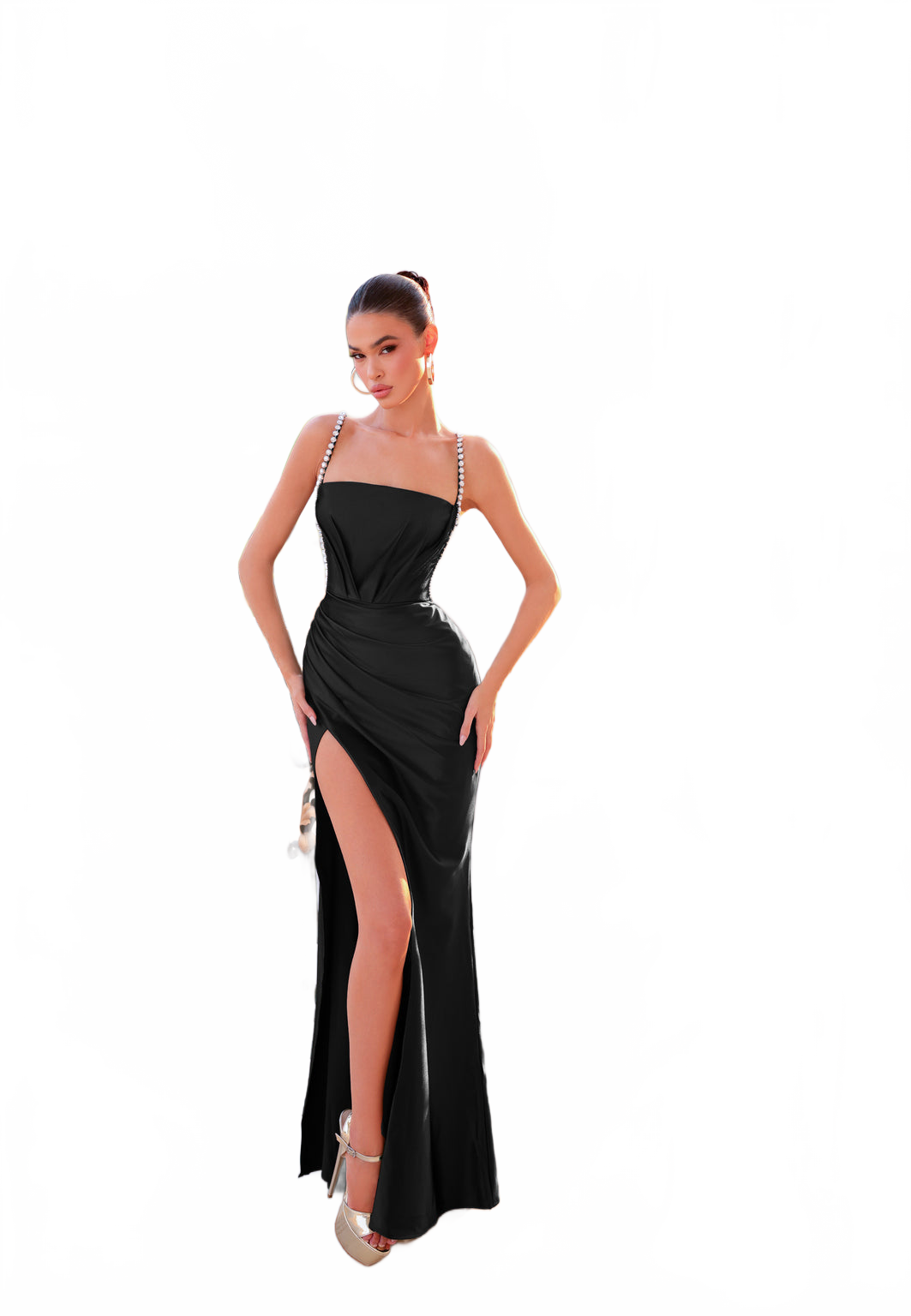 Tina Holly TT012 Prom Spaghetti Strap Beaded Jersey Satin Jersey Dress