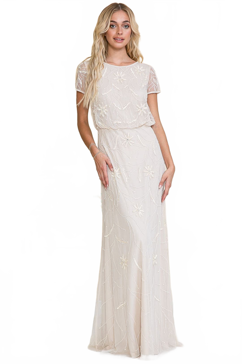 Amelia Couture IN004 Short Sleeve beaded Formal Mother Of Bride Gown