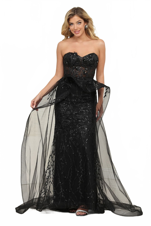 Long Formal Dress Sweetheart Overskirt Gala Gown By Royal Queen RQ8116