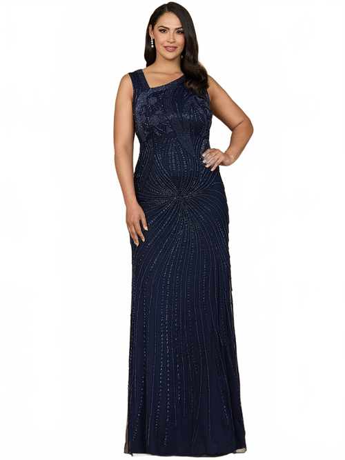 Asymmetrical, Beaded Gown
