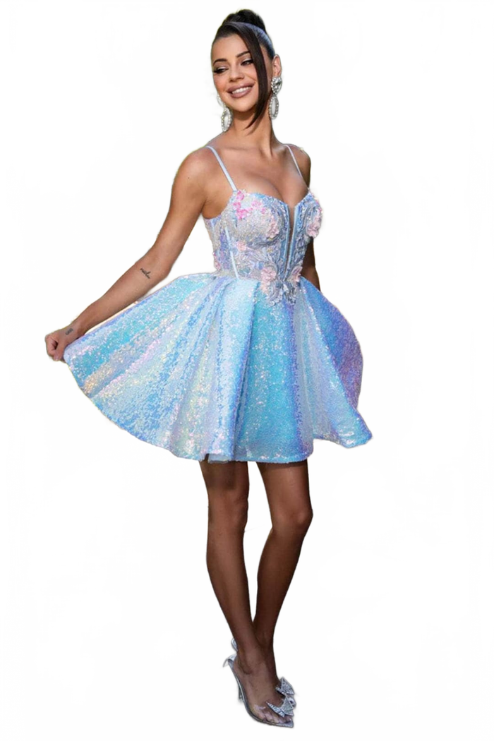 Portia and Scarlett PS25136 -short- Plunging V-Neck Cocktail Dress with Sequins