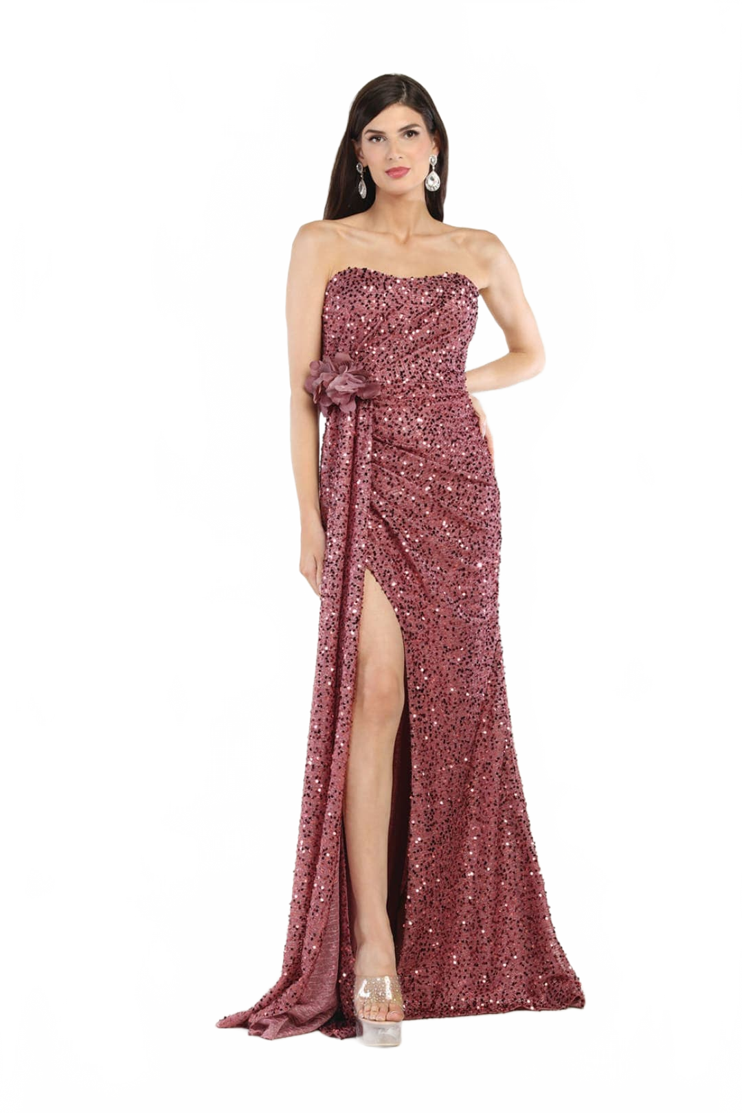 May Queen MQ1968 Strapless Sequin Formal Gown