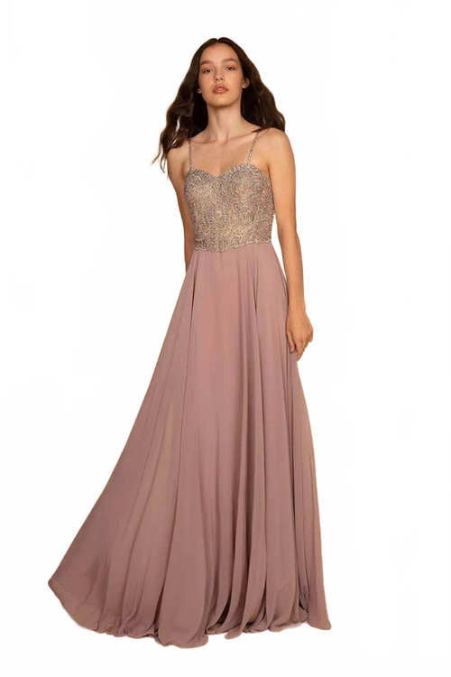 Long Embellished Chiffon Gown by Elizabeth KGL1571
