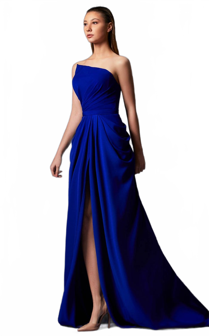 MNM Couture K3854 Royal Blue Strapless A-Line Gown
