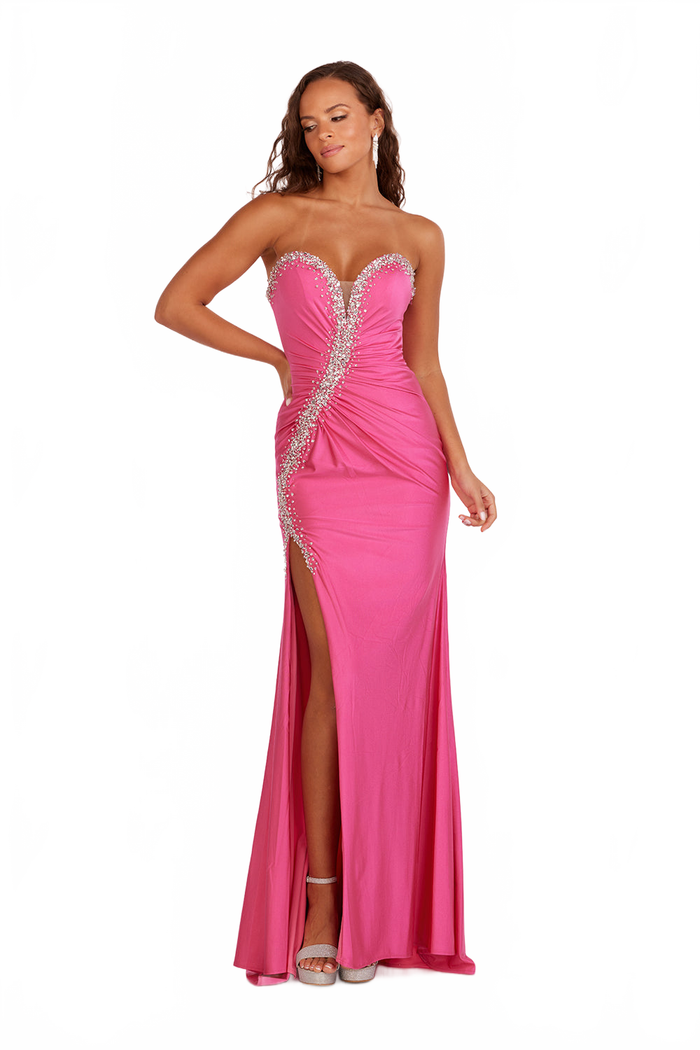 Abby Paris 90258 Beaded Jersey Strapless Sweetheart Gown
