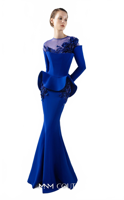 Gaby Charbachy G2029 Royal Blue Embroidered Mermaid Gown by MNM Couture