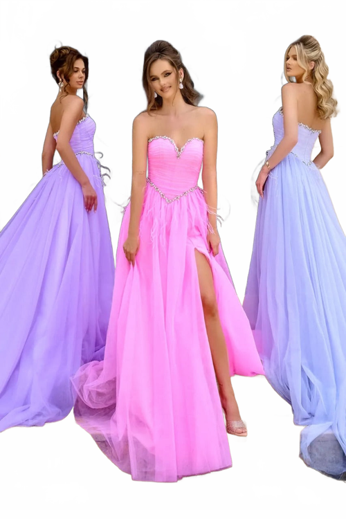 Portia and Scarlett PS24632 Ruched Corset Sweetheart High Slit Gown
