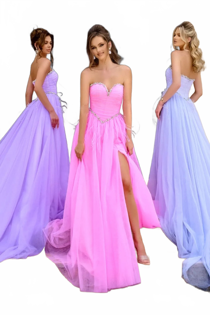 Portia and Scarlett PS24632 Ruched Corset Sweetheart High Slit Gown