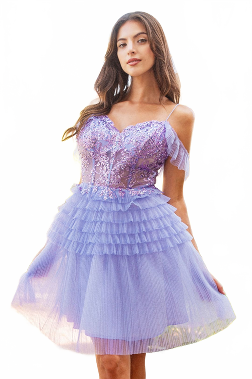 Short Off Shoulder Tiered Dress by Elizabeth KGS3511