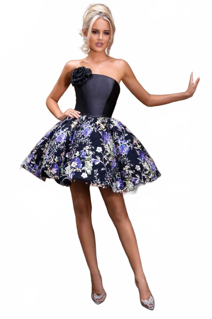 Portia and Scarlett PS24427 -short- Strapless Cocktail Dress with Beaded Skirt