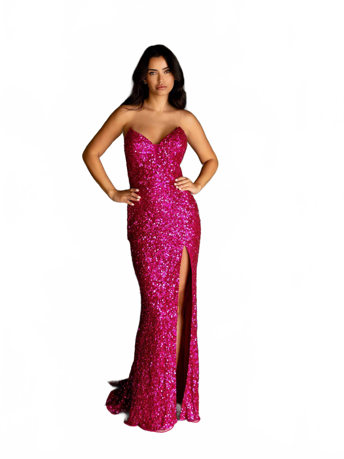 Primavera Couture 4192 - Crystal Sequin Fitted Prom Dress