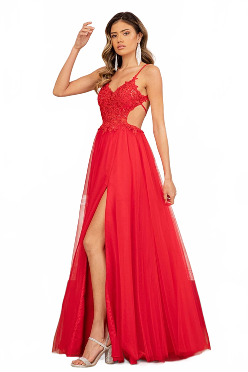 V-Neck Sheer Formal Dress by Elizabeth KGL3152