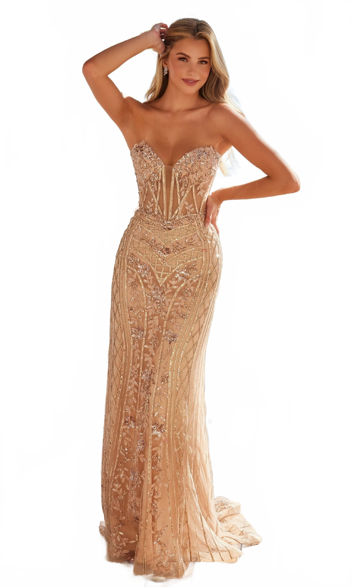 Strapless Beaded Long Prom Dress Sweetheart Special Occasion Dress
