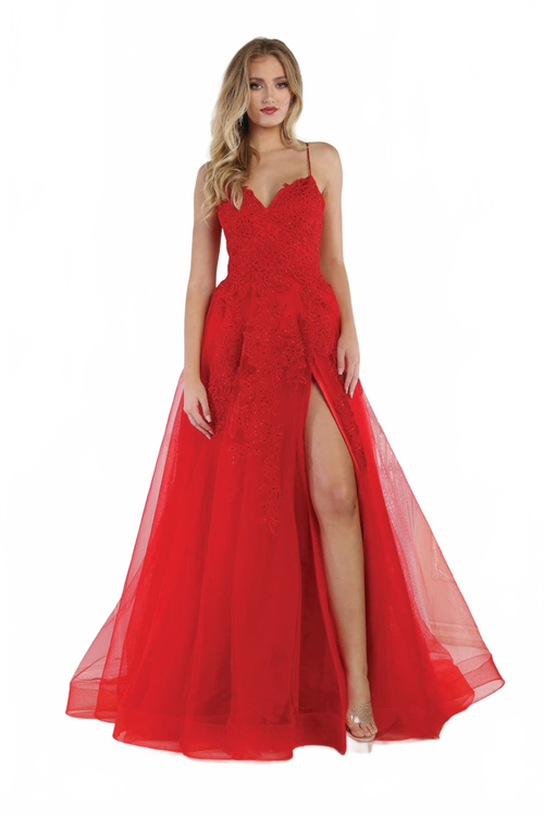 May Queen MQ2013 Corset Floral Applique Formal Dress