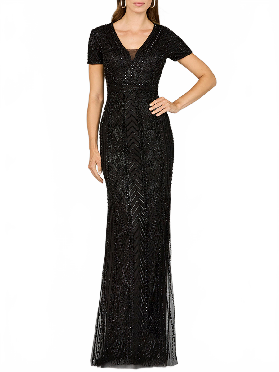 Lara 29606 - Closed Back, Cap Sleeve Dress