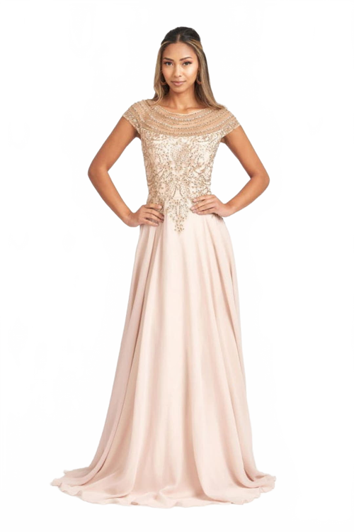 Embellished Chiffon Gown by Elizabeth KGL3065