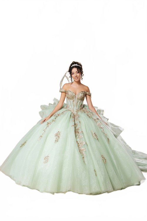Quinceanera Dress Sweetheart Ruffles Sequin Prom Gown Germoso vestido - Vestidos de 15 años LK272