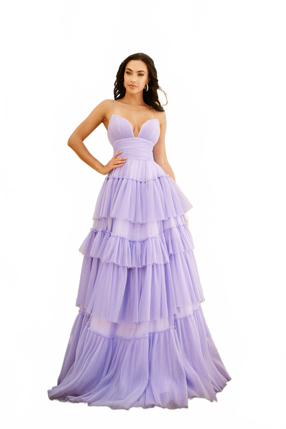 Glitter Sleeveless A-line Tiered Gown by Lucci Lu 1357