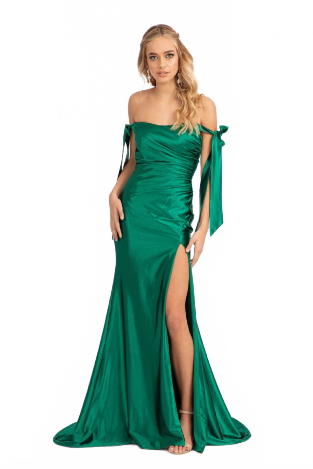 Off Shoulder Satin Dress by Elizabeth K GL3059