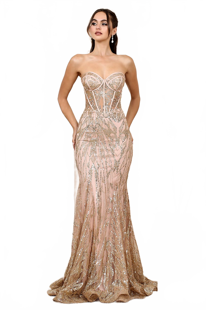 Adora Design 3185 Strapless Glitter Mermaid Long Prom Gown