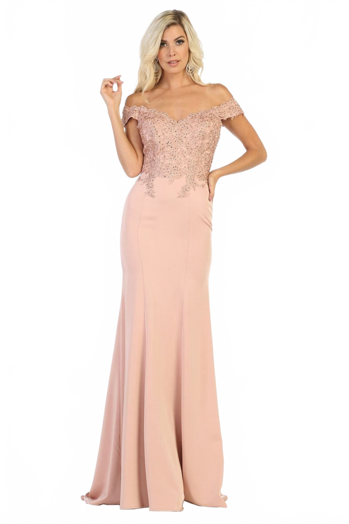 Fitted Evening Gown Mermaid Long Formal Prom Dress by May Queen MQ1675