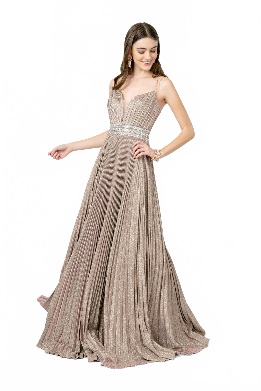 Pleated Glitter Prom Dress by Elizabeth KGL2905