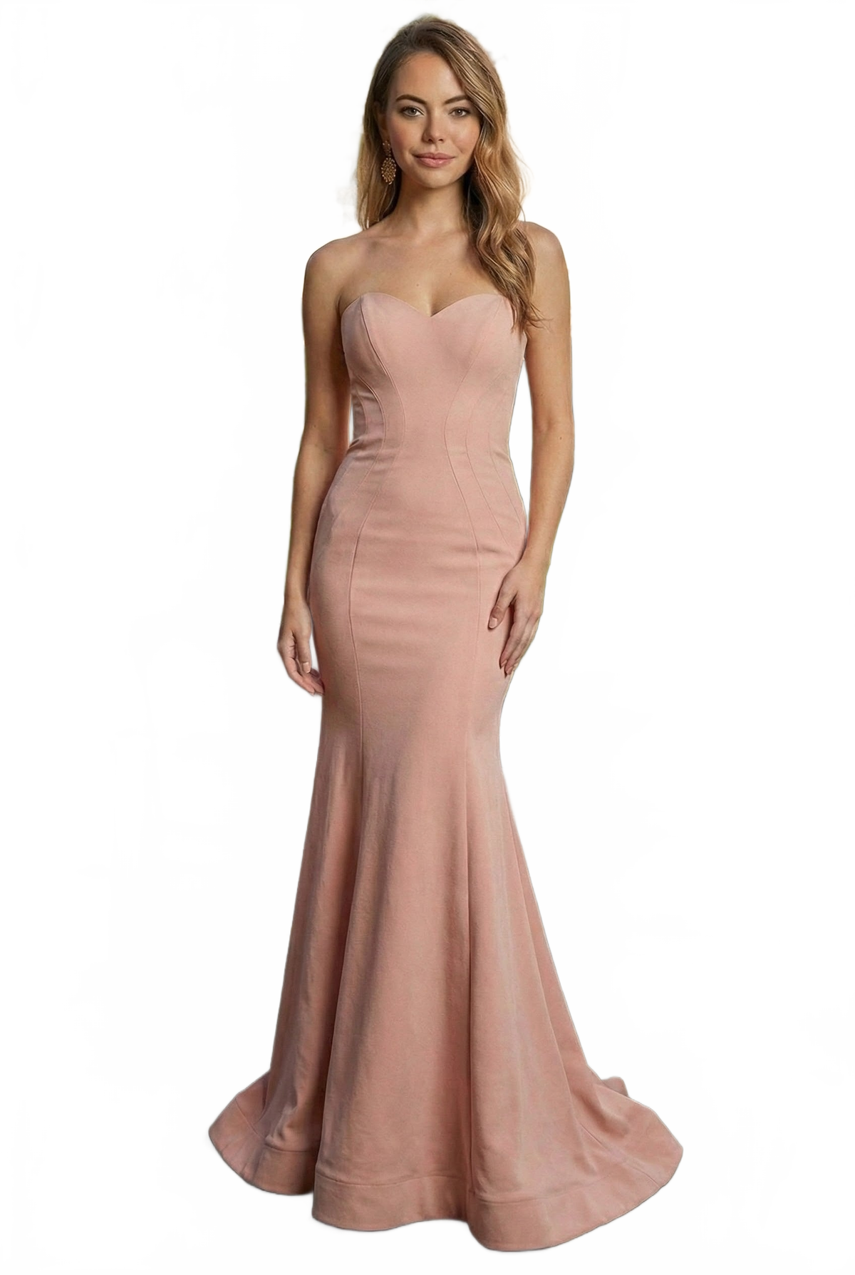 Bridesmaid Dresses in Dusty Rose Strapless Simple Mermaid Gown RQ7703