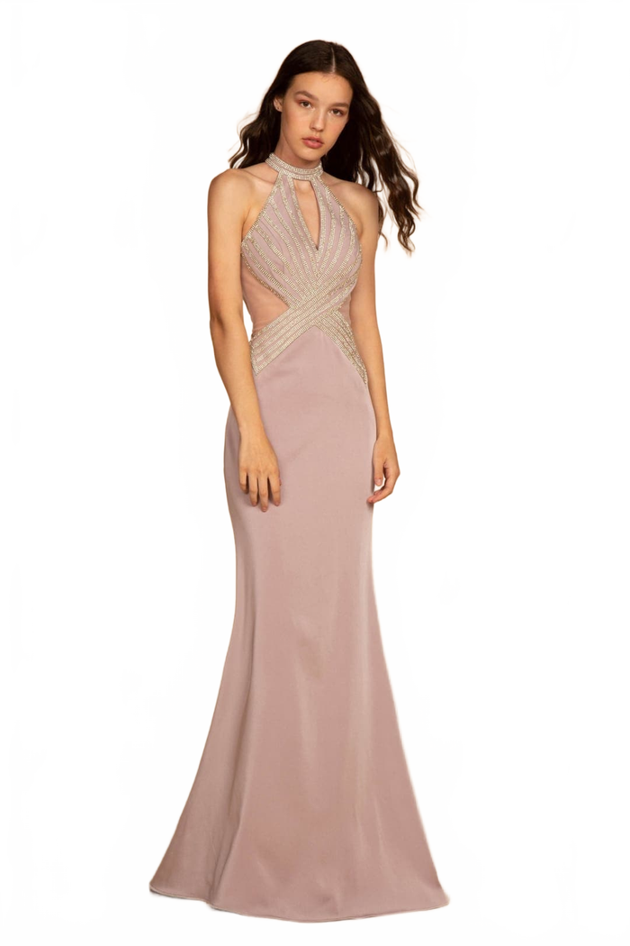 Mauve Choker Mermaid Gown by Elizabeth KGL2573
