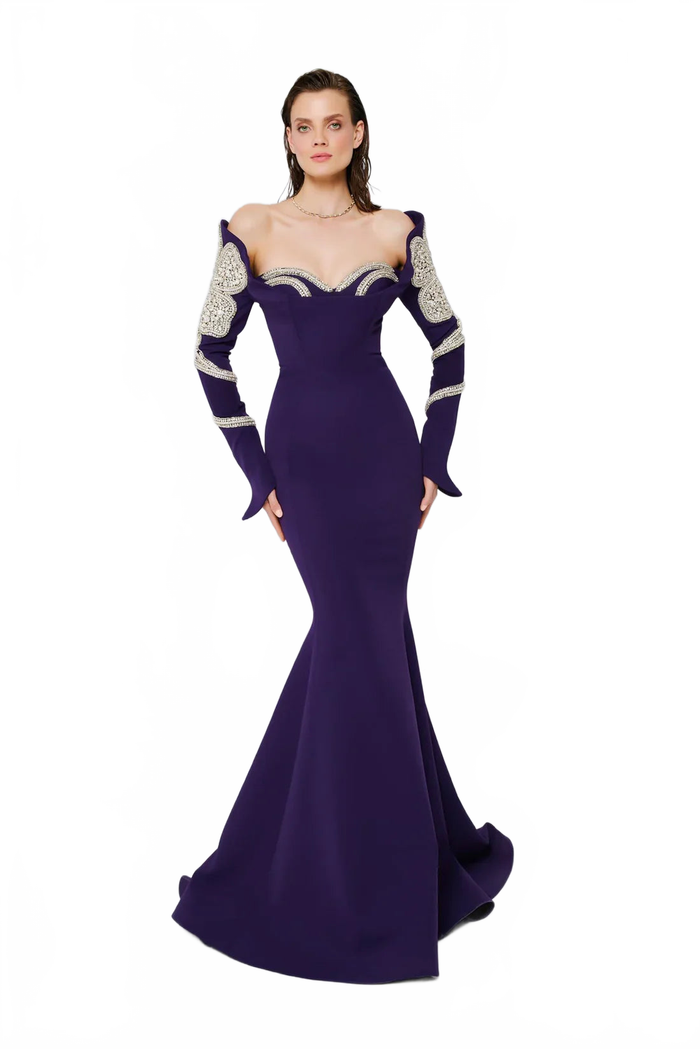 Fouad Sarkis 2858 Strapless Mermaid Gown with Tassel Embellishments