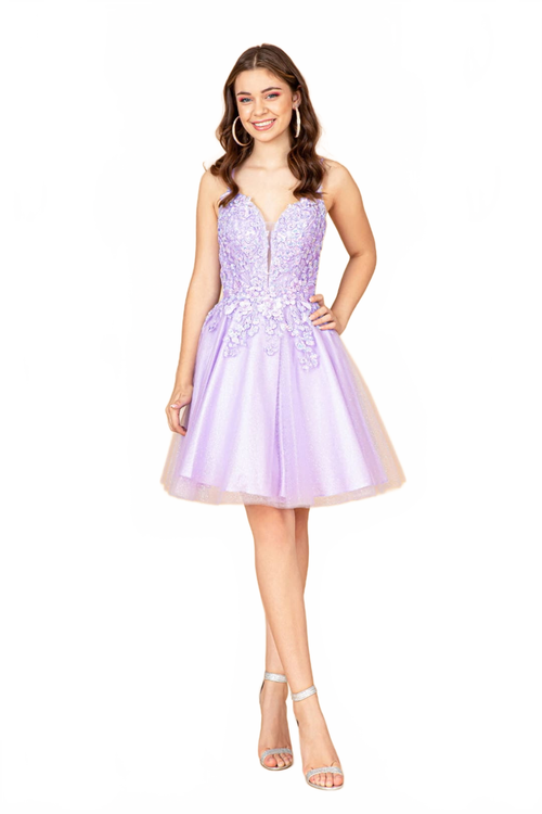 3D Floral Short A-line Dress by Elizabeth KGS3094