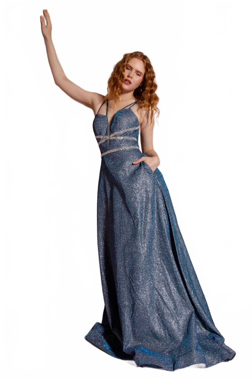 Glitter A-Line Gown With Pockets by Elizabeth KGL2506