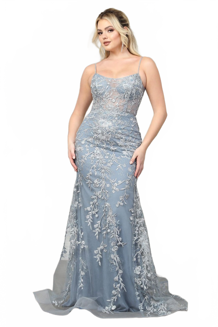 Royal Queen RQ8046 Sheer Corset Top Embroidered Prom Evening Gown