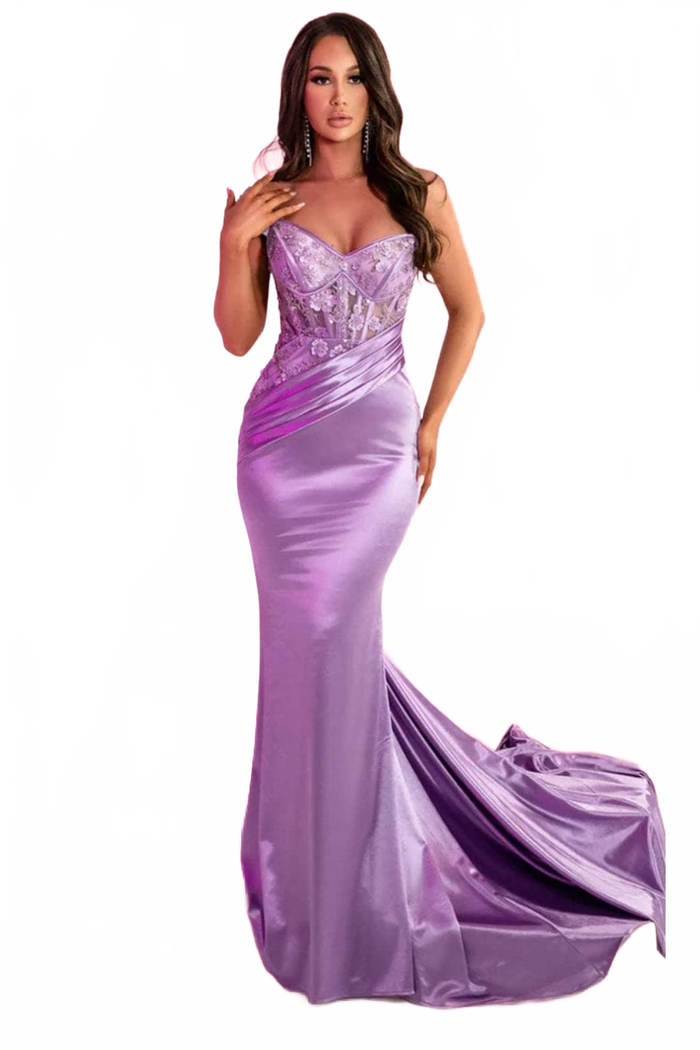 Portia and Scarlett PS24158 -long- Sweetheart Prom Dress with Floral Appliques