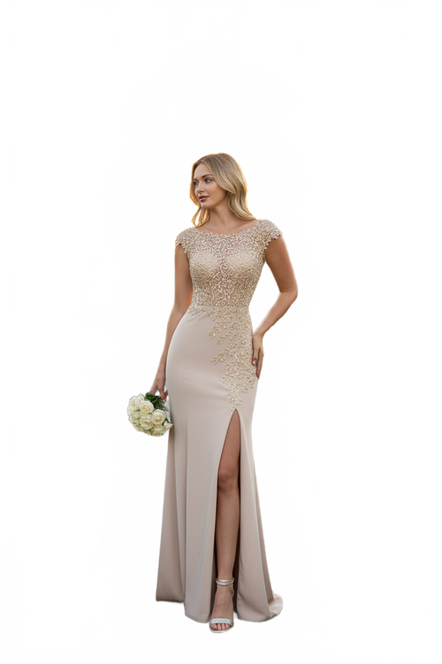 Nude Quinceanera Mom Dresses Mother of the Quince Gowns Lenovia 8343