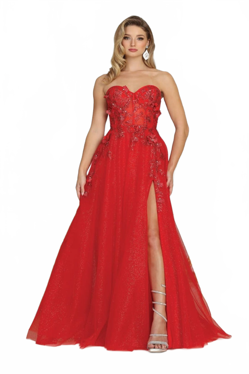 May Queen MQ2059 A-Line Tulle Sweetheart Prom Evening Gown