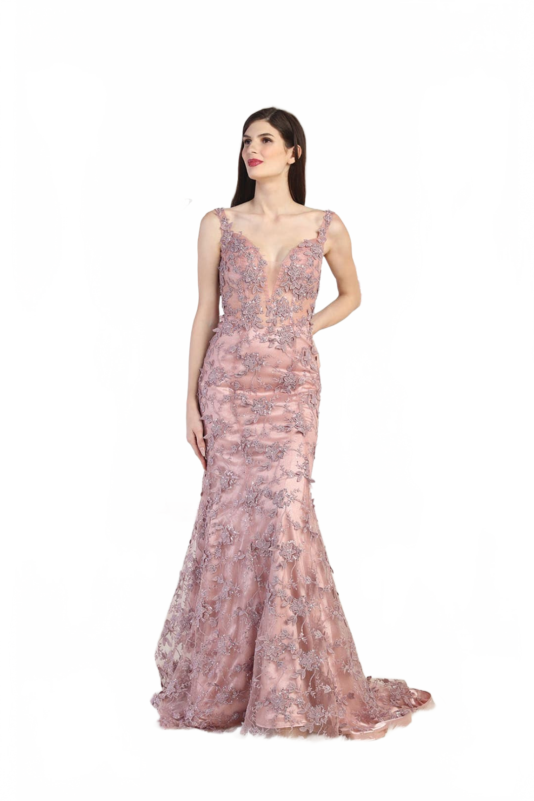 Royal Queen RQ7982 3D Leaf Applique Special Occasion Evening Gown