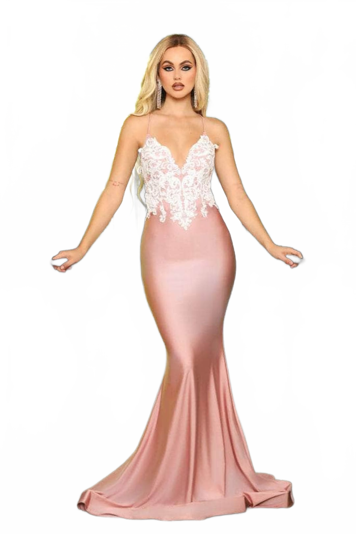 Portia and Scarlett PS21116 -long- Embellished V-Neck Mermaid Dress for a Sophisticated Style