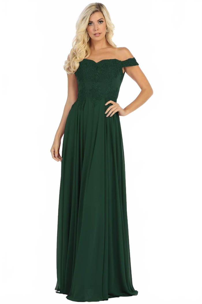 Long Evening Gown Embroidered Off Shoulder Gown & Plus Size MQ1644
