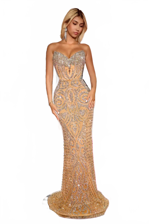 Portia and Scarlett PS24867C Rhinestone Embellished Red Carpet Dress