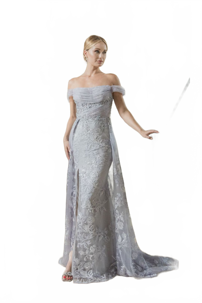 Royal Queen RQ8053 Off Shoulder Lace Applpique Pageant Formal Dress