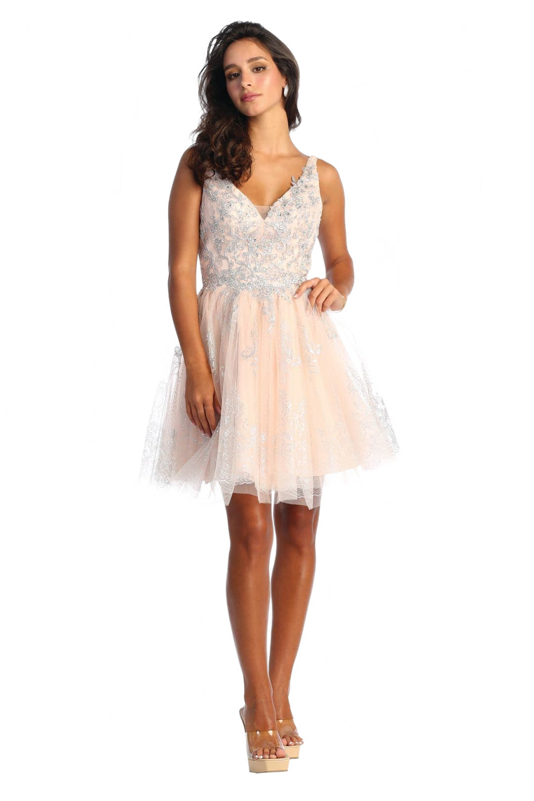 Dama Dresses for Quinceanera in Blush/silver Style MQ1817 Quince Outfit