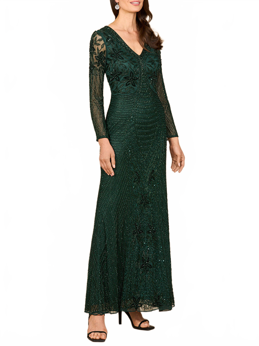 Lara 28888 Long Sleeve Beaded Maxi Mother of the Bride Gown